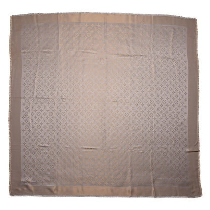 Louis Vuitton Silk Lurex Wool Monogram Shine Shawl Charcoal Greige 1 of 5