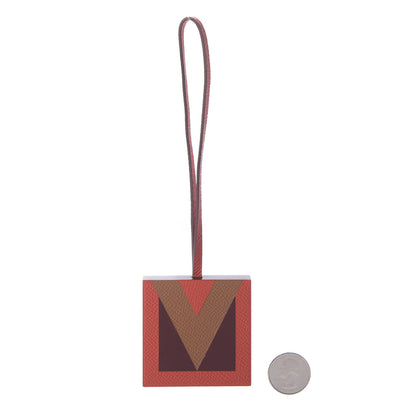 Hermes Epsom Sombrero Lettre Au Carre V Charm Gold Capucine Rouge H 2 of 4