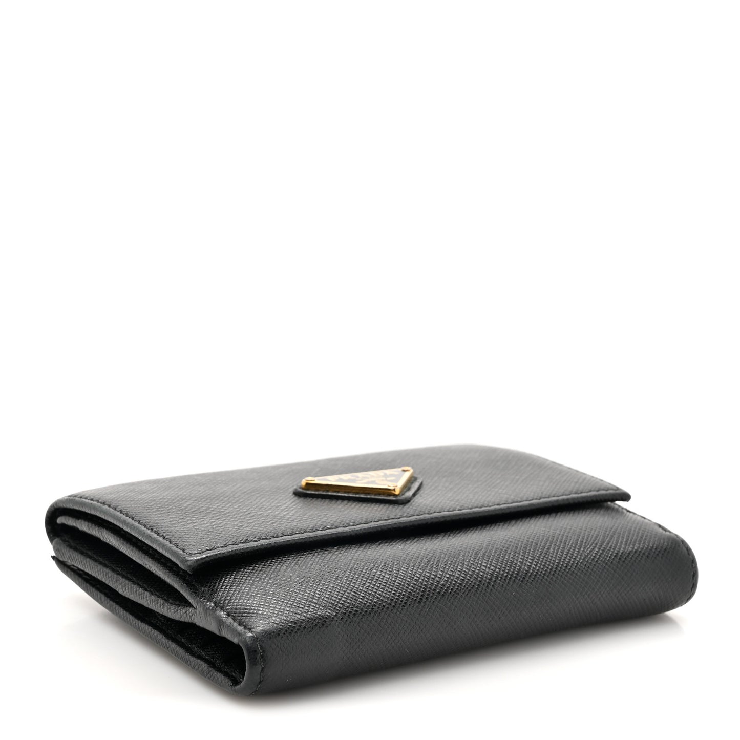 Saffiano Small Triangle Bi-Fold Wallet Black