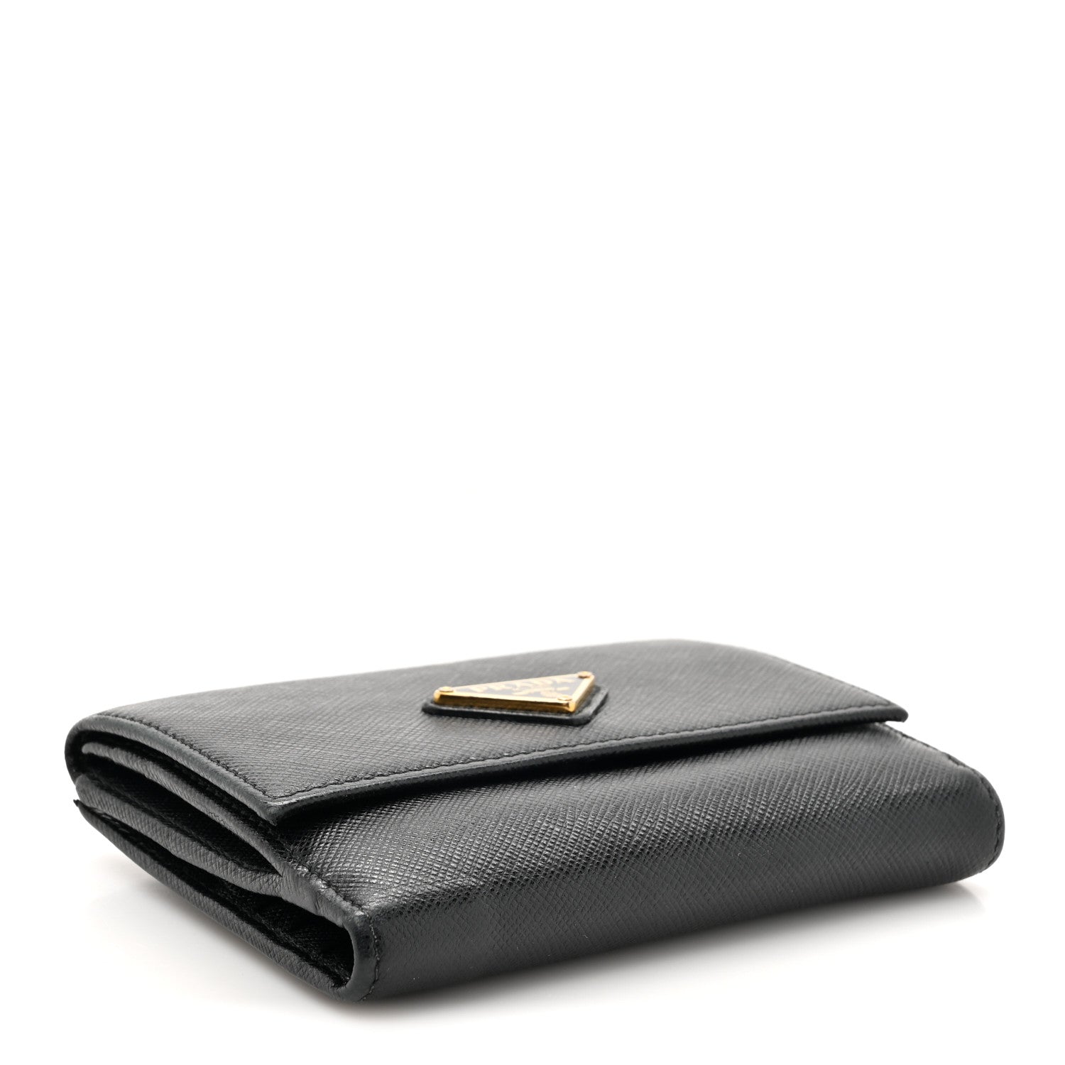 Prada Saffiano Small Triangle Bi-Fold Wallet Black 4 of 11
