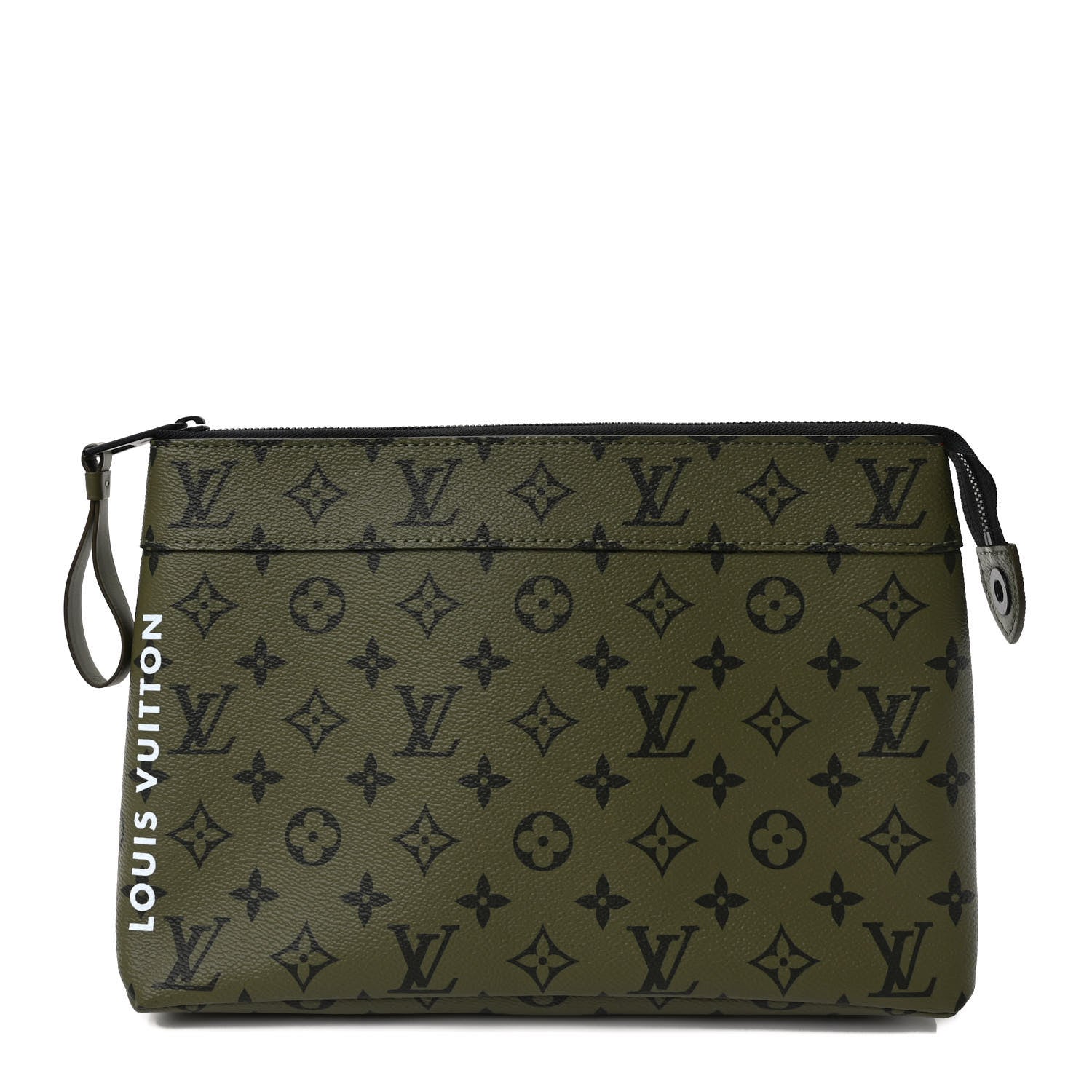 Louis Vuitton Monogram Pochette Voyage Souple Khaki Green Vermillion Red 1 of 6