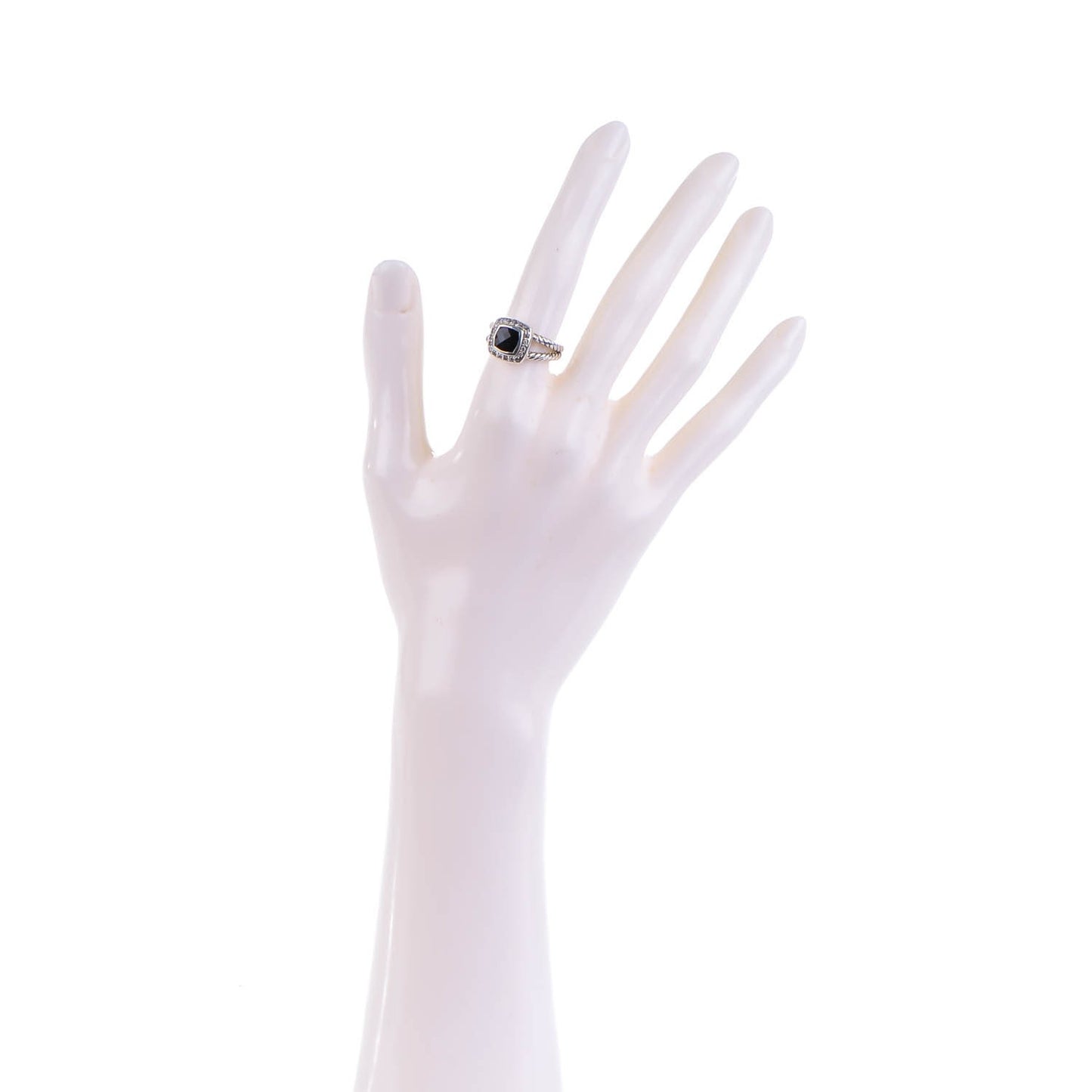Sterling Silver Diamond Black Onyx 7mm Petite Albion Ring 50 5.5