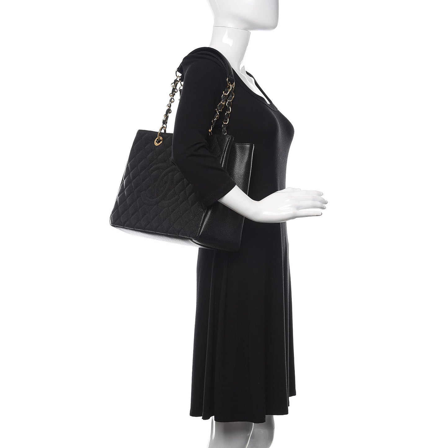 Caviar Quilted Grand Shopping Tote GST Black