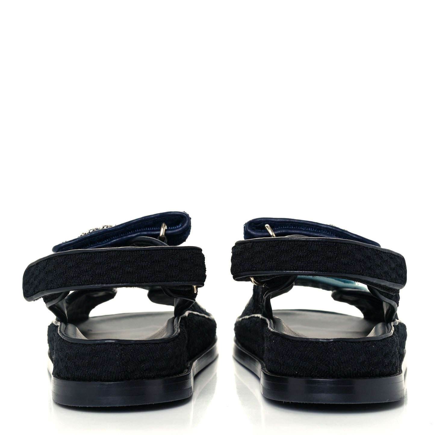 Knit Fabric Velcro Dad Sandals 39 Black Dark Blue Light Blue