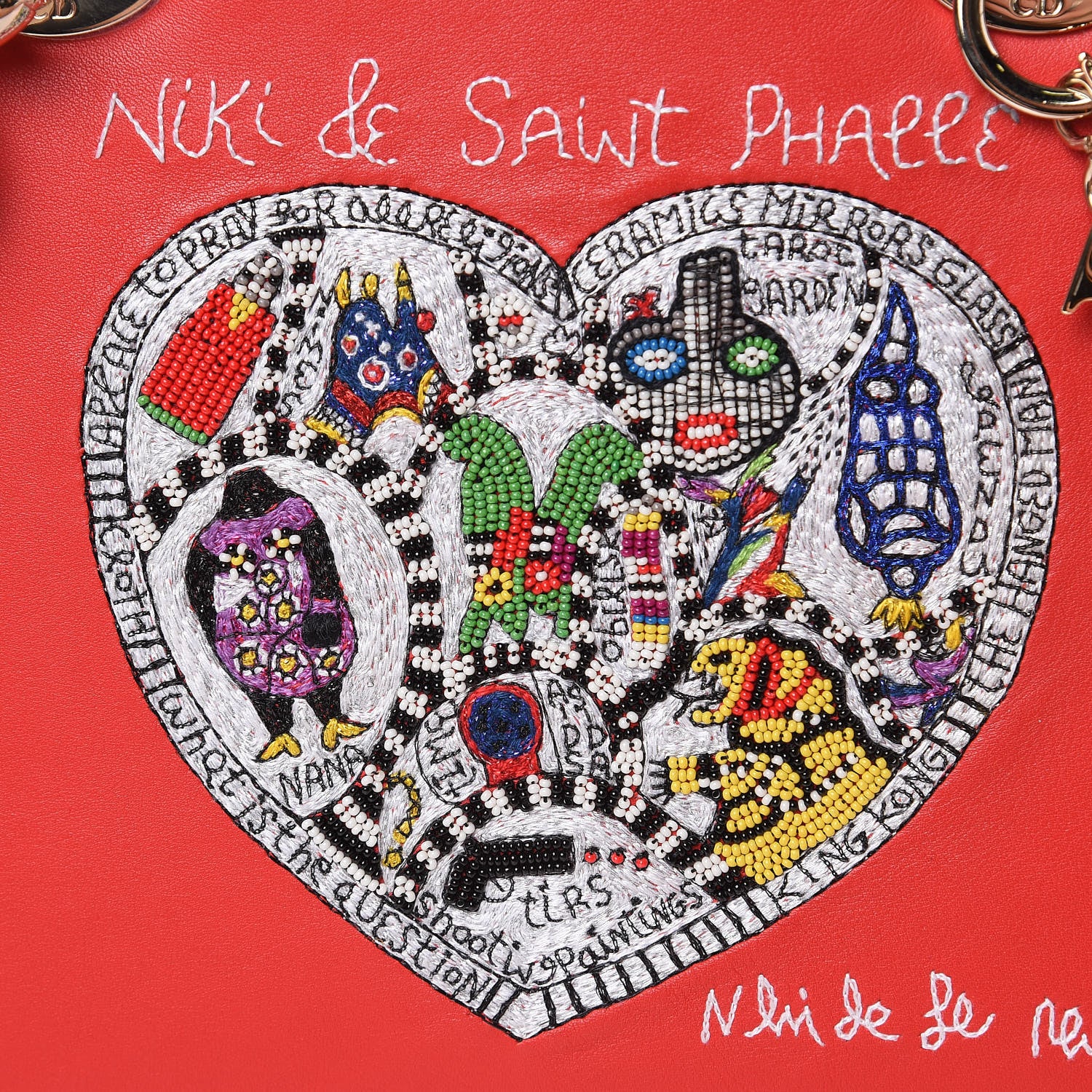 Christian Dior Calfskin Niki De Saint Phalle Medium Supple Lady Dior Red 8 of 12