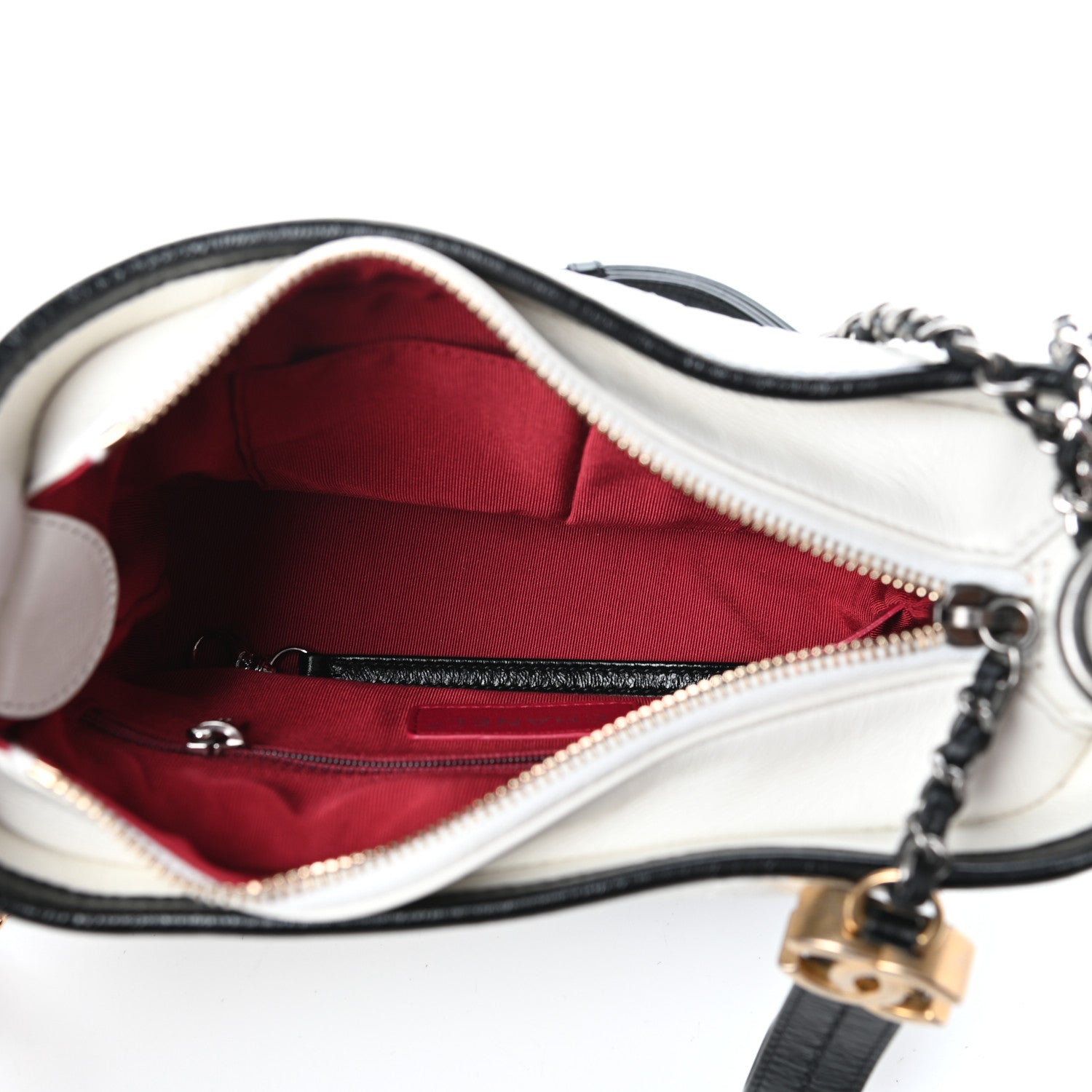 Chanel Aged Calfskin Quilted Small Gabrielle Hobo Black White 5 of 10