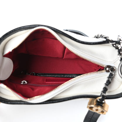 Chanel Aged Calfskin Quilted Small Gabrielle Hobo Black White 5 of 10