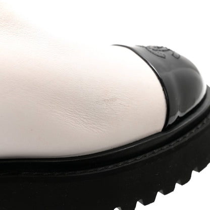 Chanel Patent Calfskin Cap Toe CC Ankle Boots 39 White Black 8 of 9