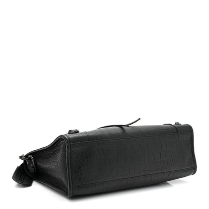 Balenciaga Matte Supple Lambskin Crocodile Embossed Classic Black Hardware S City Black 4 of 10
