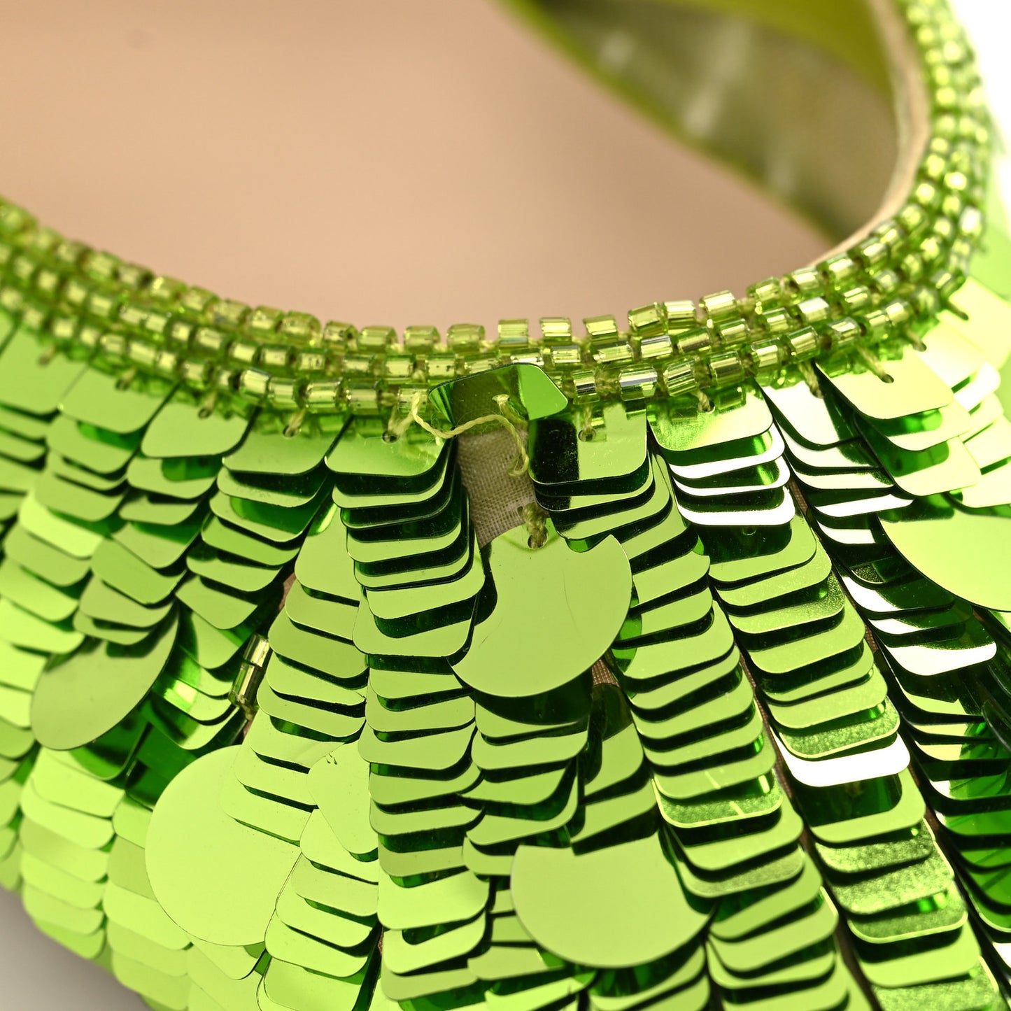 Organza Paillettes Colibri 85mm Slingback Pumps 38.5 Wasabi