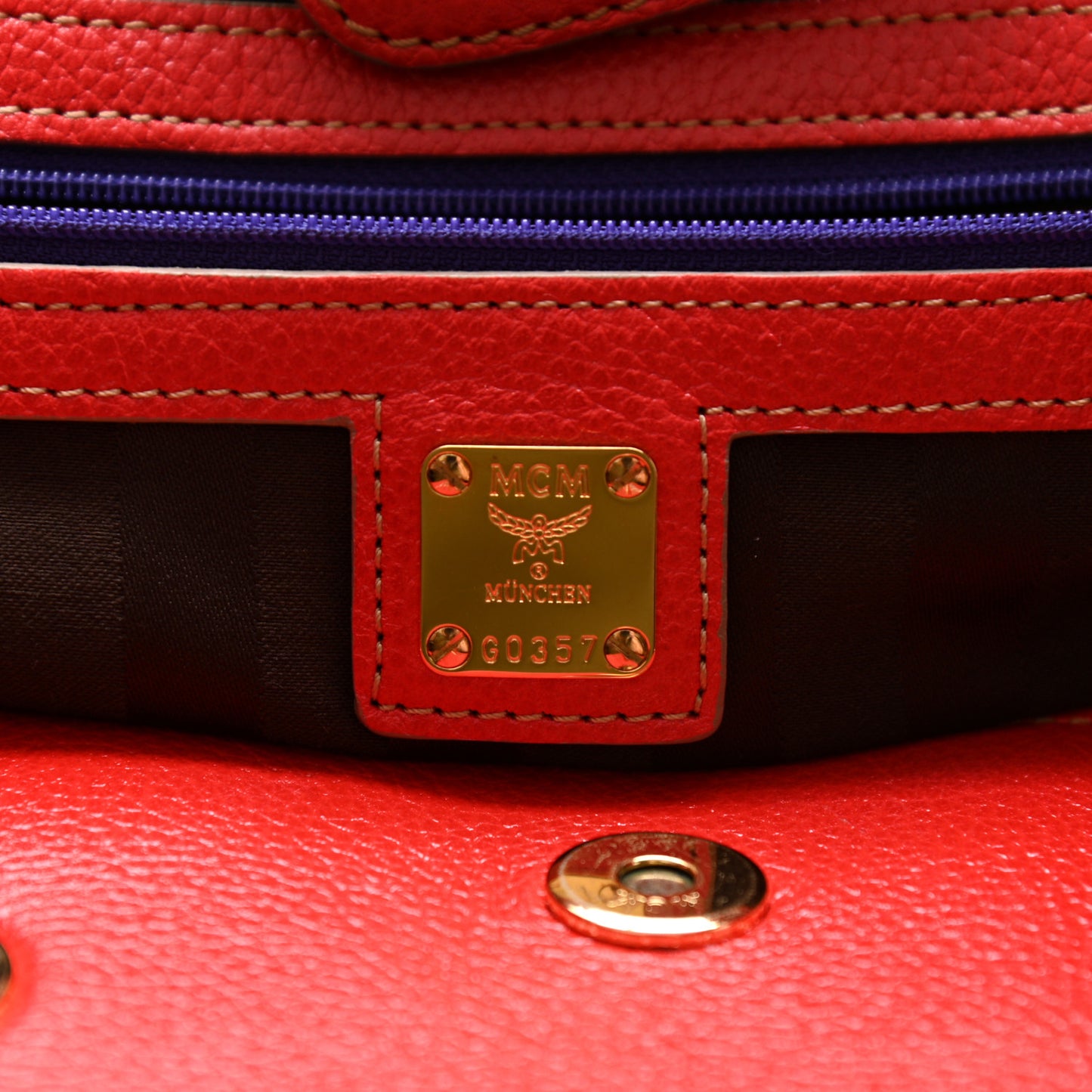 Grained Calfskin Studded Drawstring Bucket Bag Red