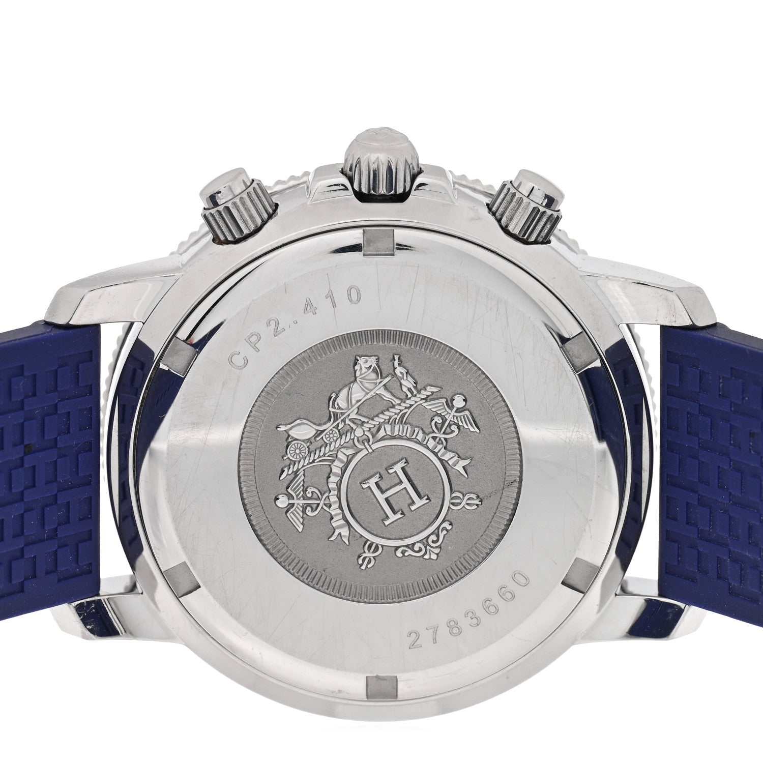 Hermes Stainless Steel Rubber 36mm Clipper Chronograph Quartz Watch Blue 4 of 4