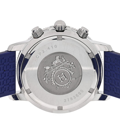 Hermes Stainless Steel Rubber 36mm Clipper Chronograph Quartz Watch Blue 4 of 4