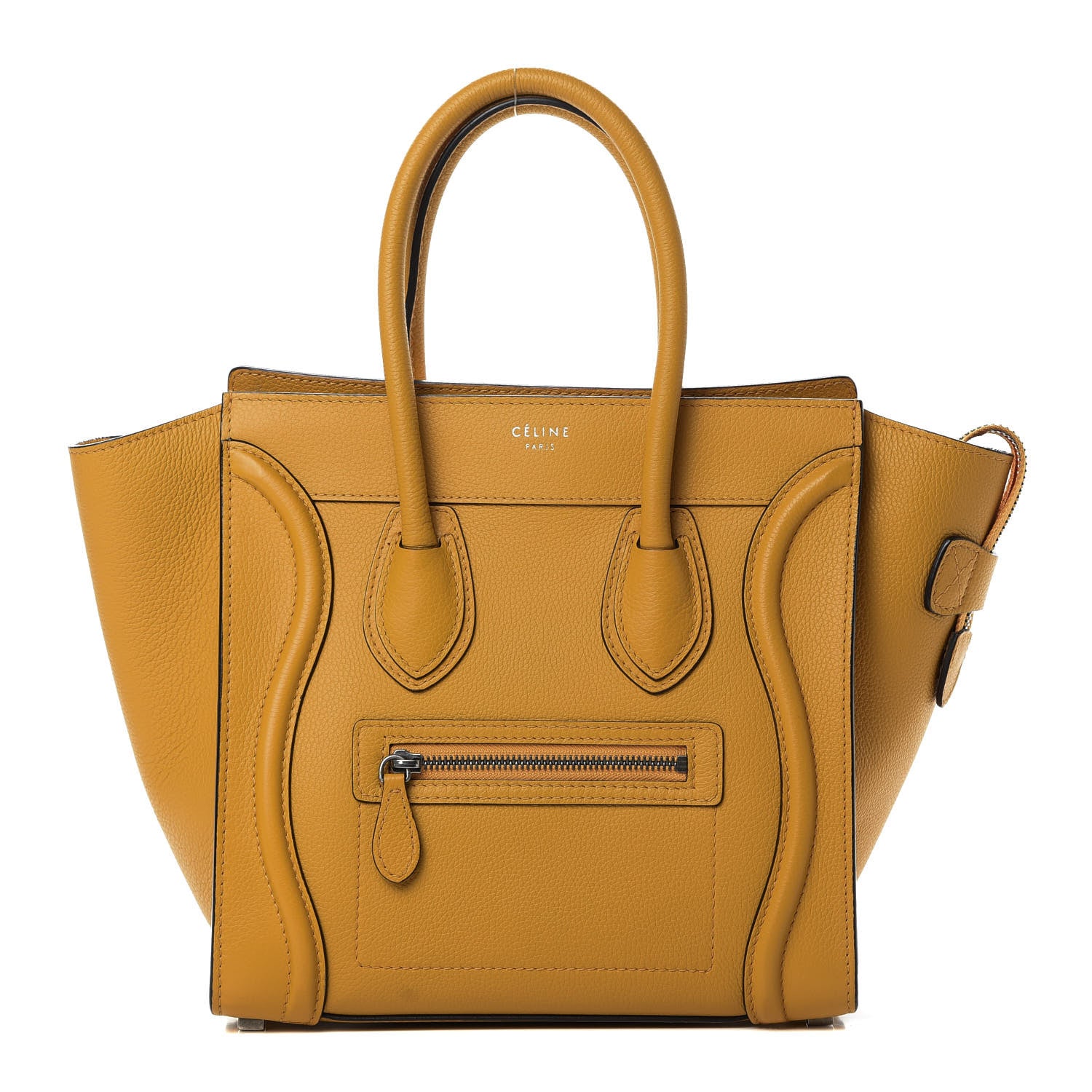 Celine Drummed Calfskin Micro Luggage Ocre 1 of 11