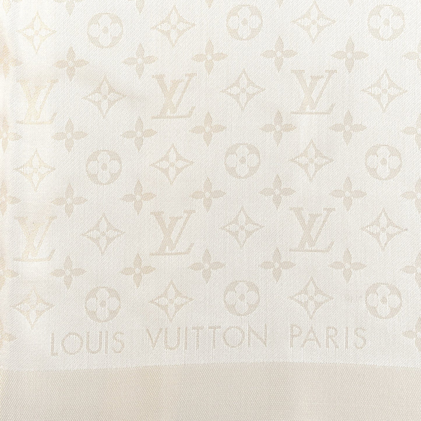 Silk Wool Monogram Shine Shawl White