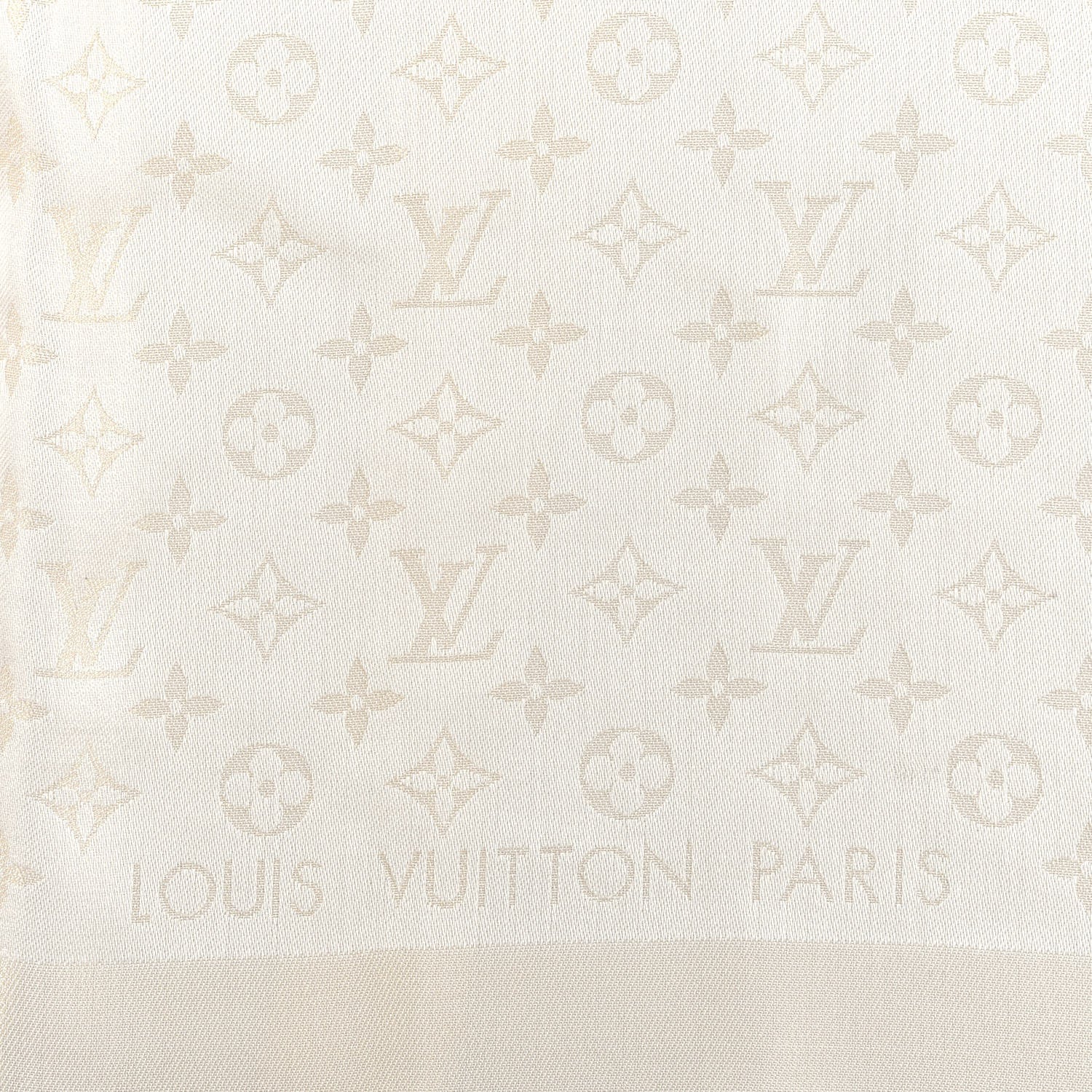 Louis Vuitton Silk Wool Monogram Shine Shawl White 3 of 4
