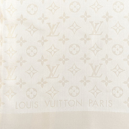 Louis Vuitton Silk Wool Monogram Shine Shawl White 3 of 4