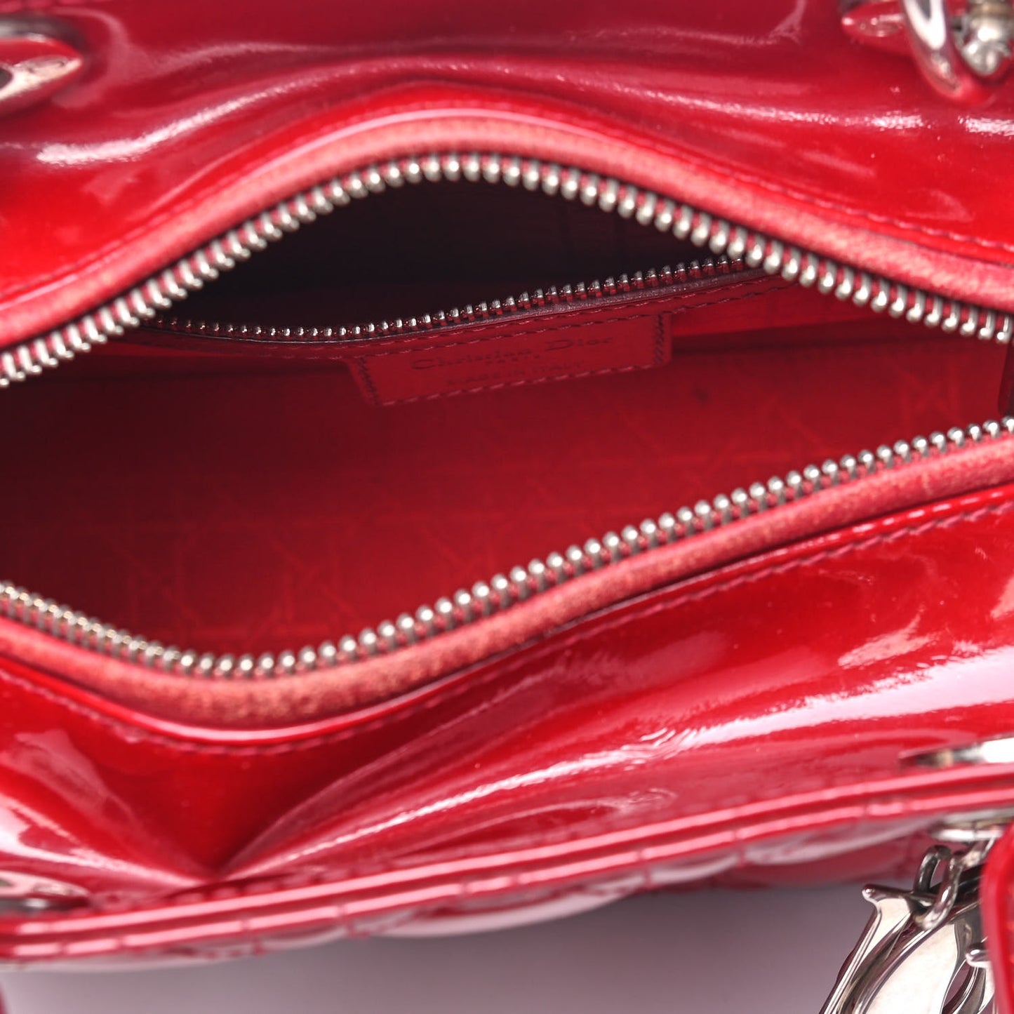 Patent Cannage Medium Lady Dior Red