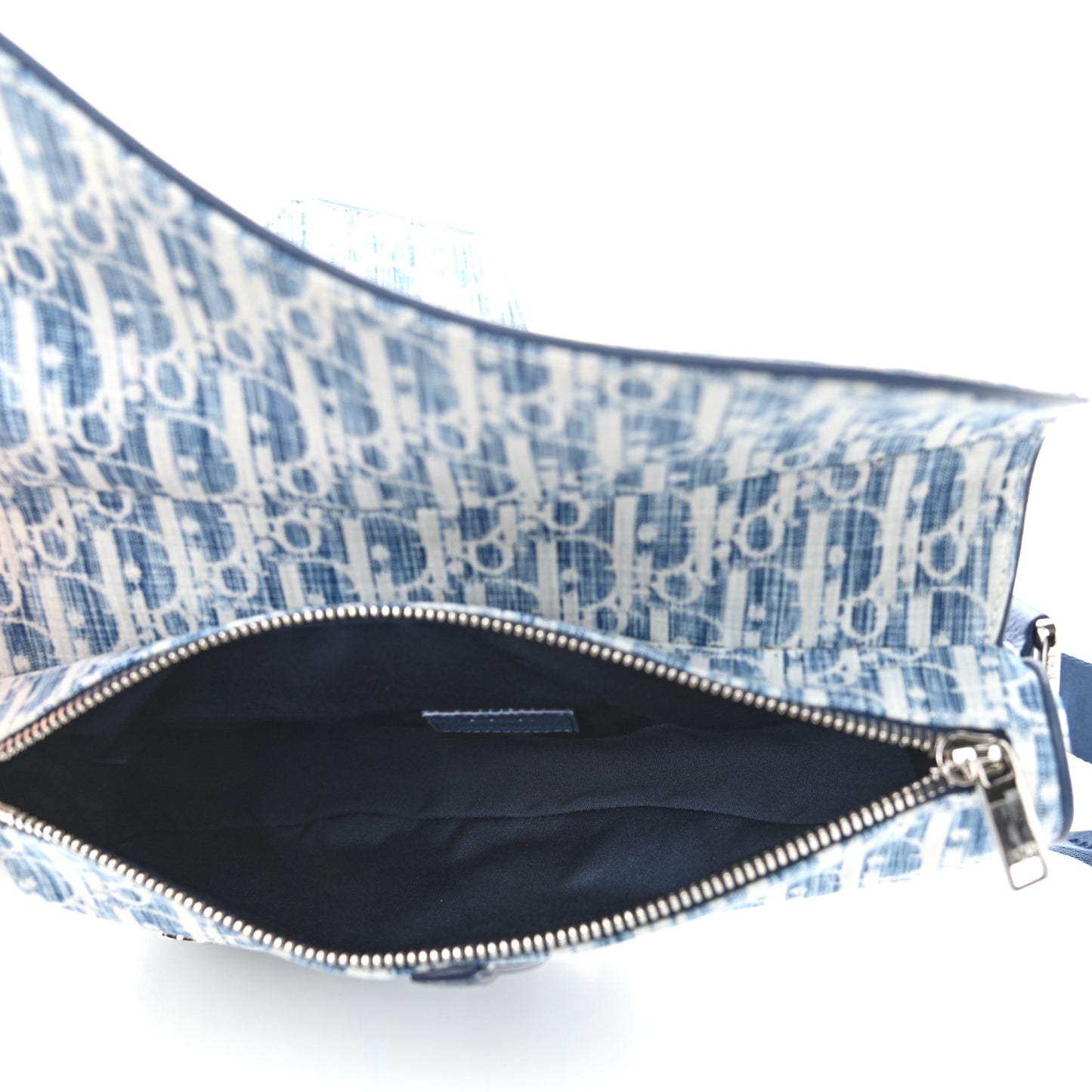 Denim Jacquard Oblique Kasuri Mens Saddle Bag Kasuri Blue White