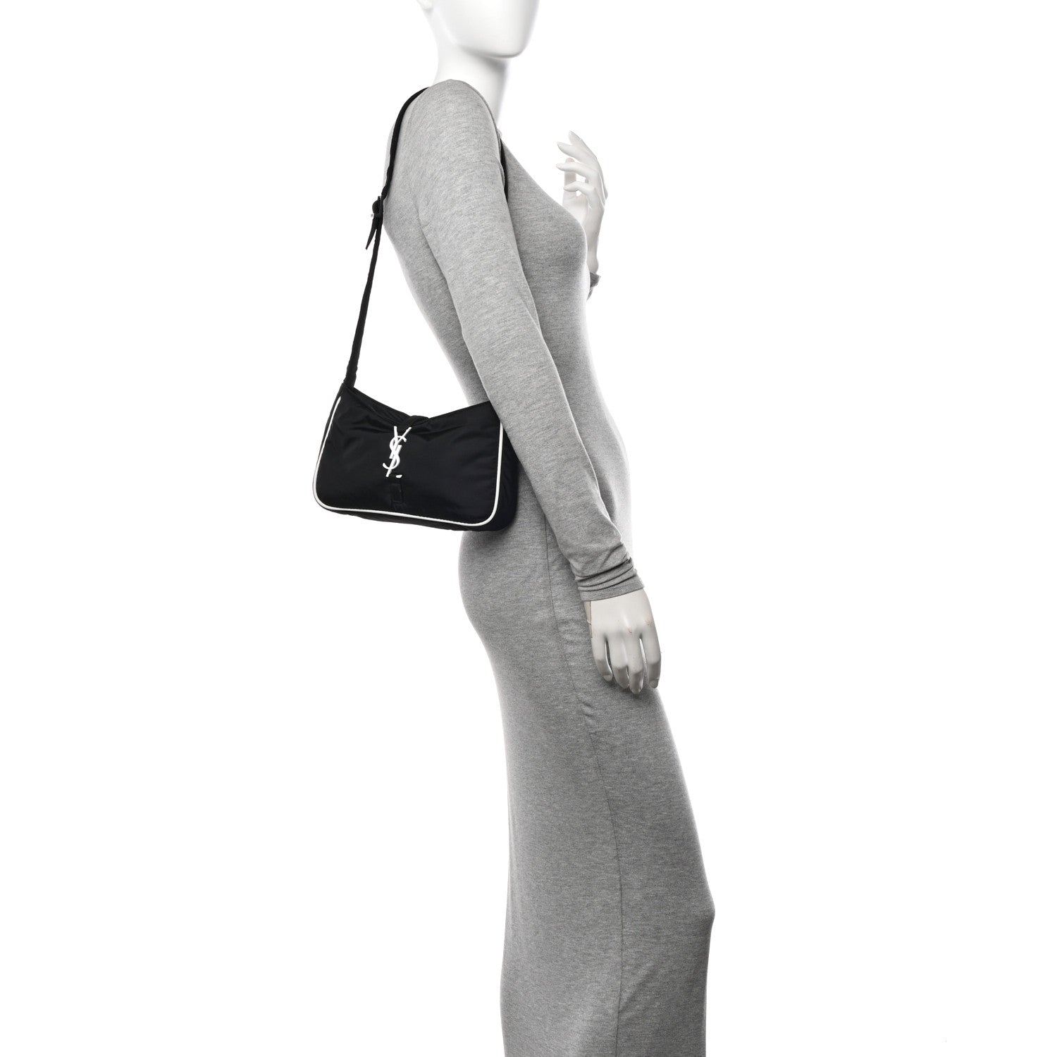 Saint Laurent Econyl Nylon Le 5 A 7 Hobo Black White 2 of 10