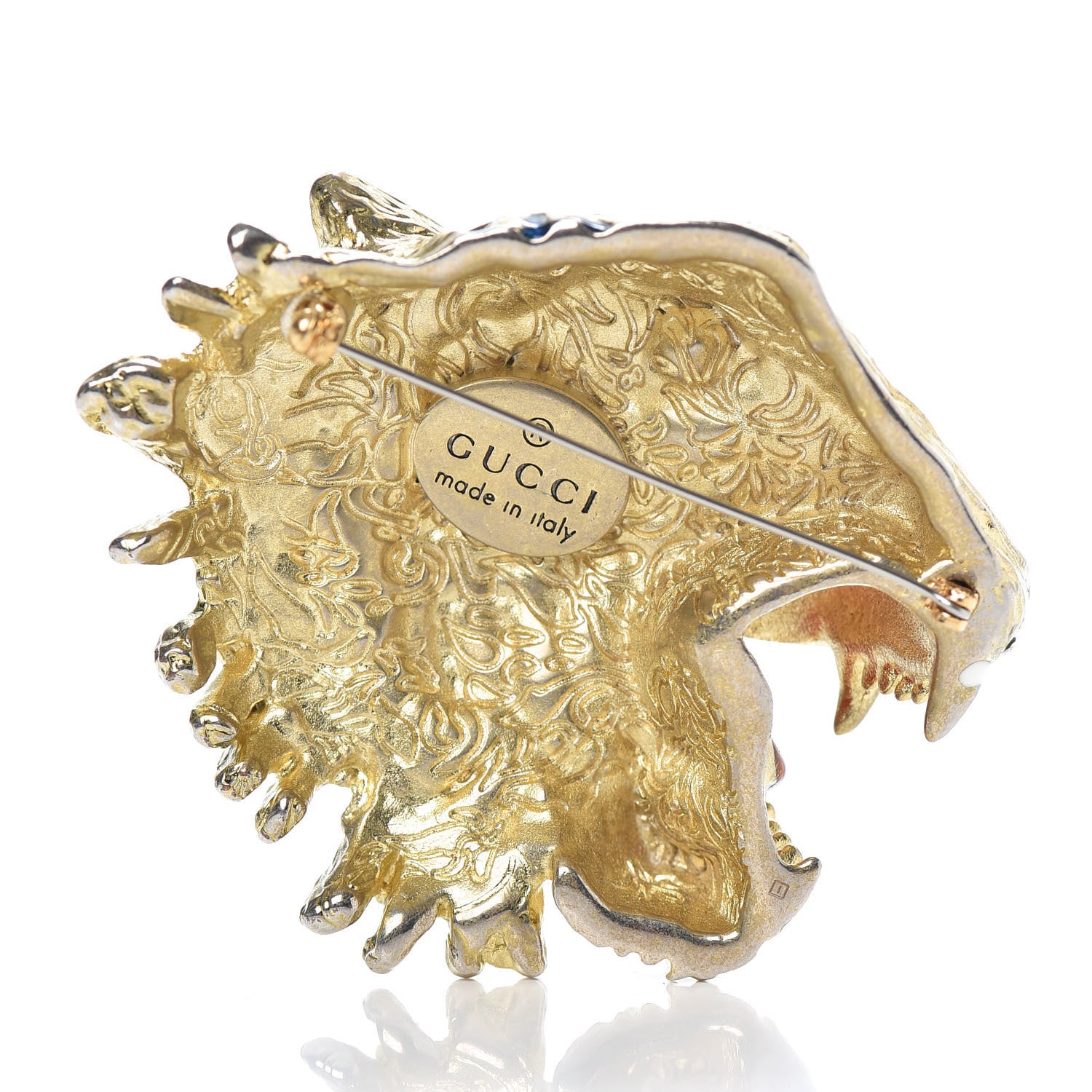 Gucci Metal Crystal Rajah Brooch Gold 3 of 4