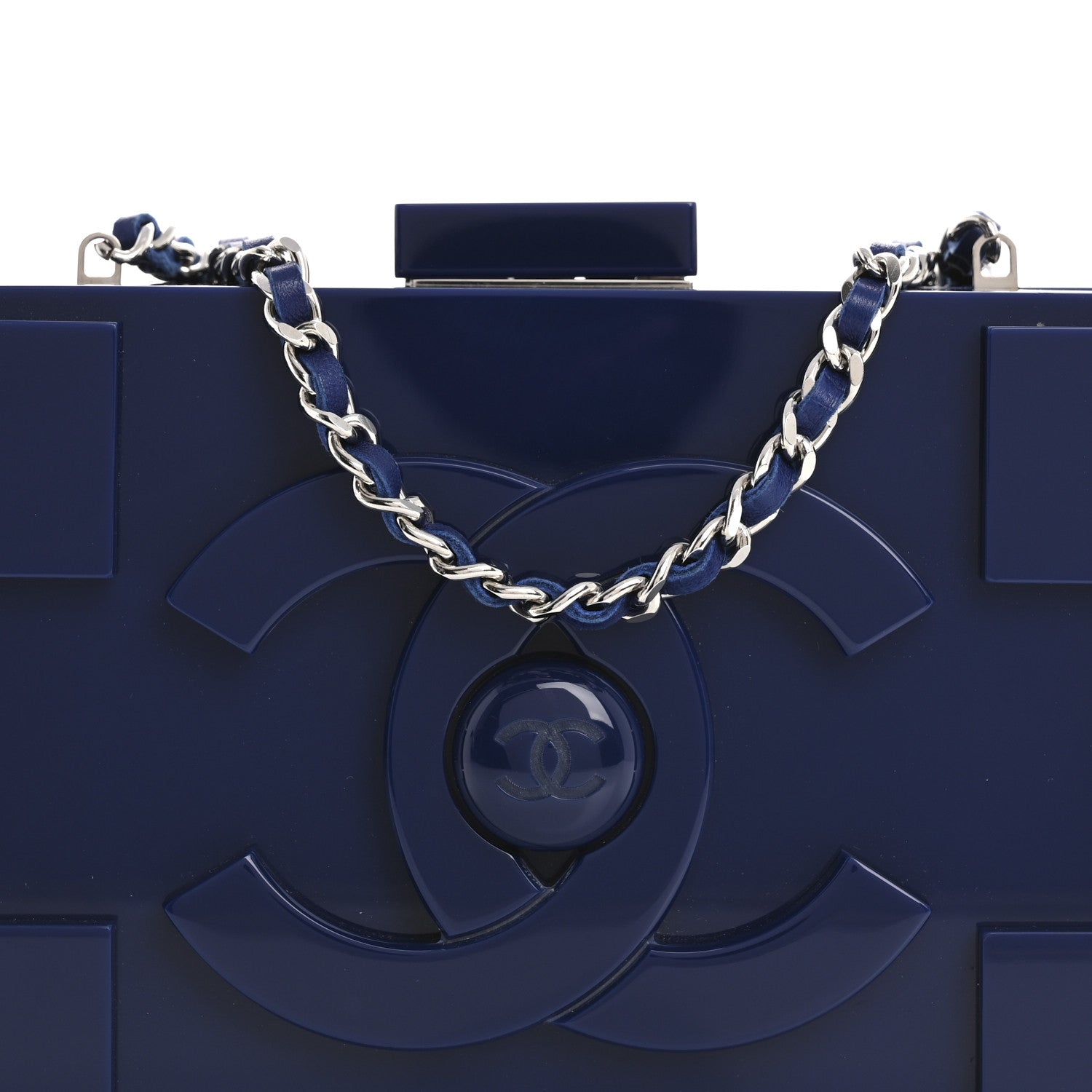Chanel Plexiglass Boy Brick Lego Clutch Dark Blue 8 of 12