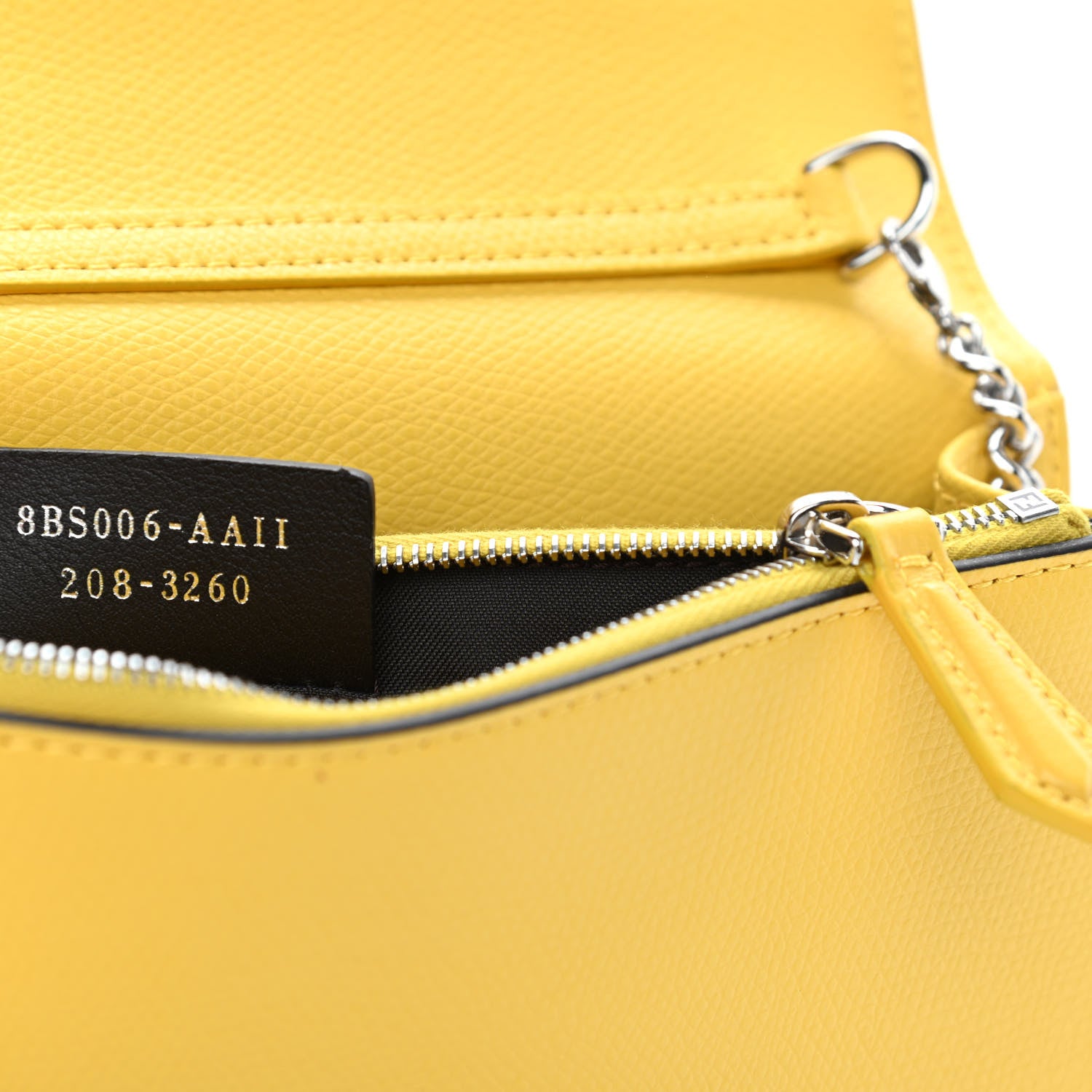 Fendi Vitello Cruise F is Fendi Bi-Color FF 1974 Embossed Medium Envelope Wallet On Chain Maya Black Sunflower 7 of 10