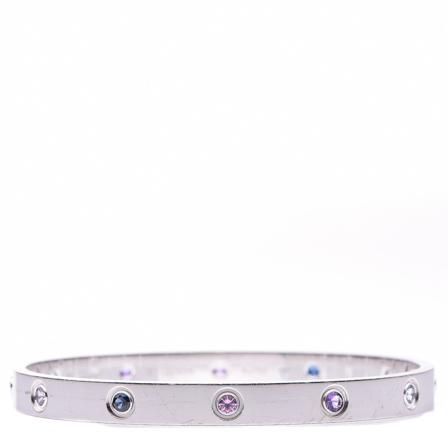 18K White Gold Aquamarine Sapphire Spinel Amethyst LOVE Bracelet 18