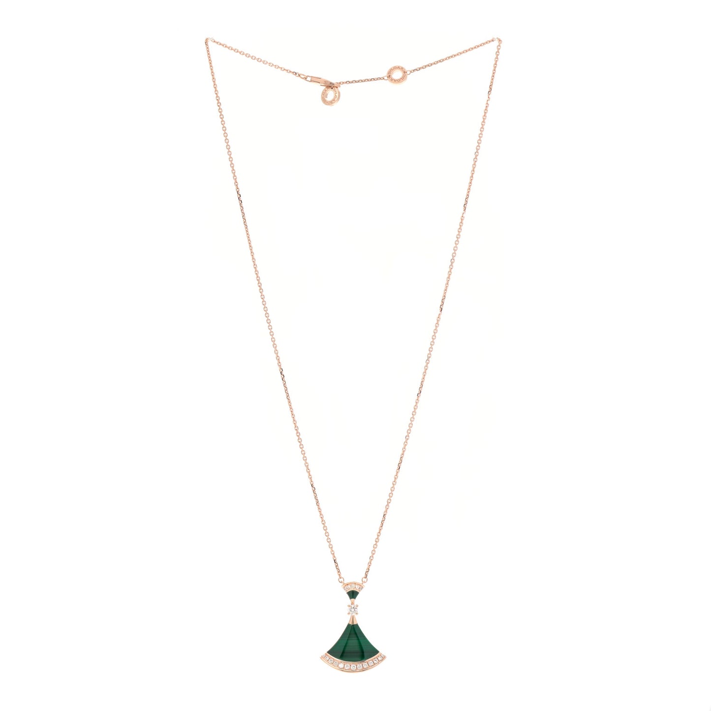 18K Rose Gold Diamond Malachite Divas' Dream Pendant Necklace