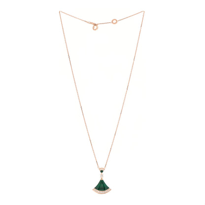 Bulgari 18K Rose Gold Diamond Malachite Divas' Dream Pendant Necklace 3 of 10