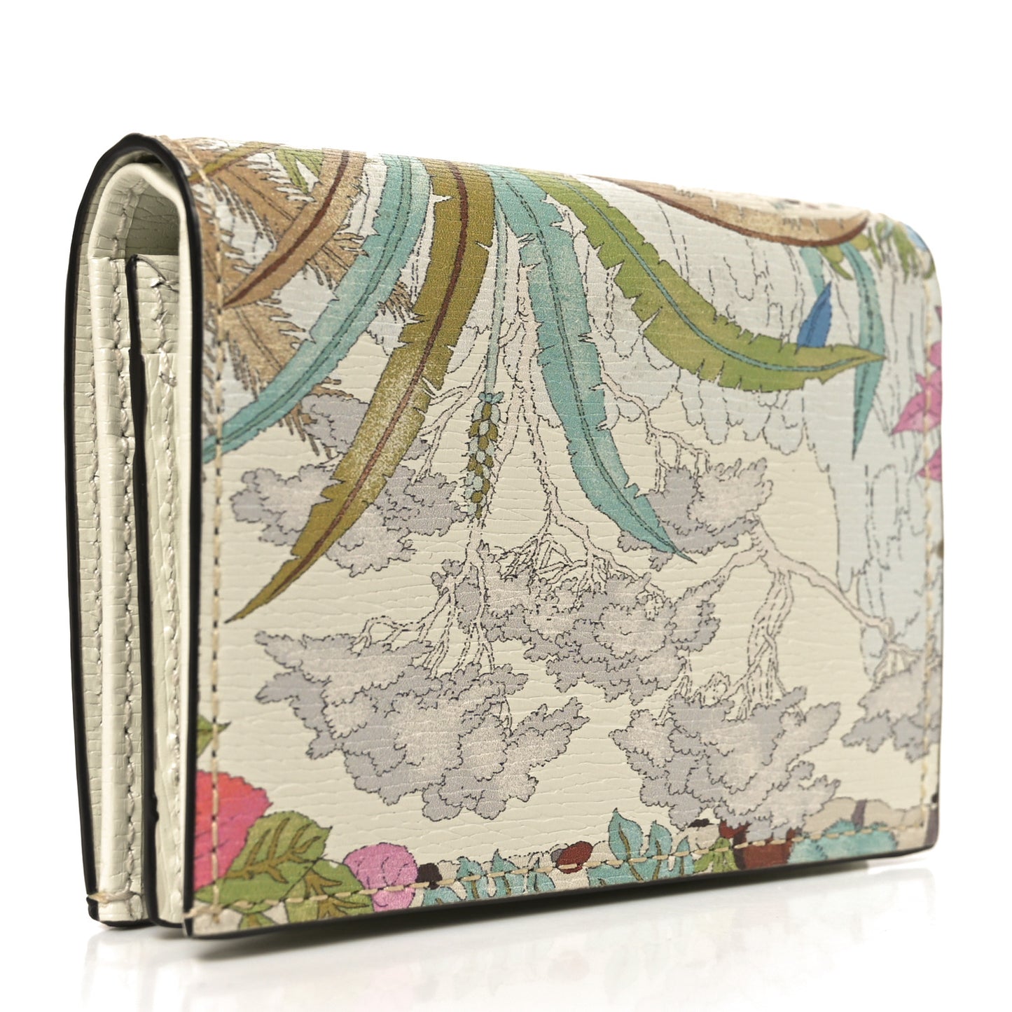 New Shangai Calfskin Tiger Savanah Horsebit 1955 Card Case Wallet Chalky White Multicolor