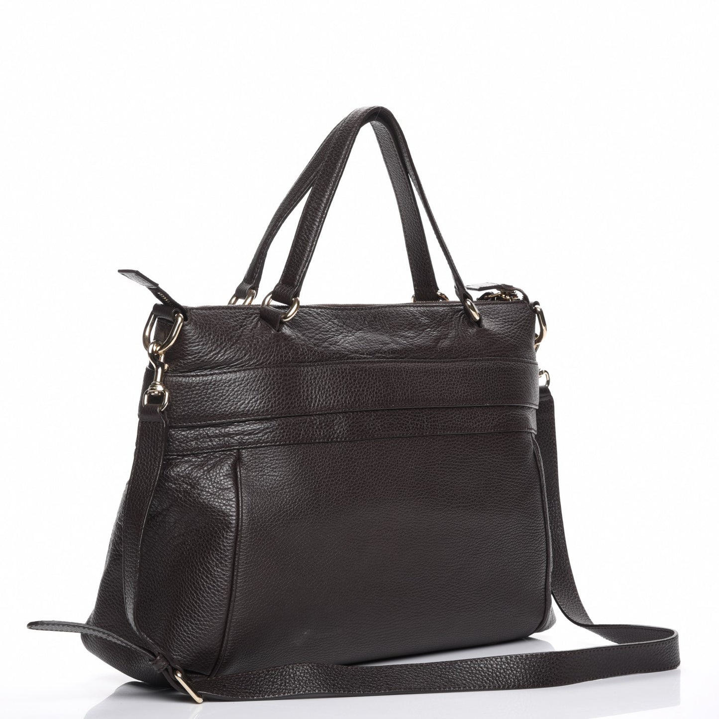 Pebbled Calfskin Broadway Tote Dark Brown
