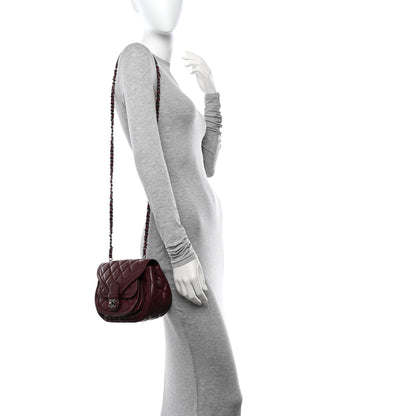 Chanel Lambskin Quilted Saddle Bag Dark Red 2 of 12