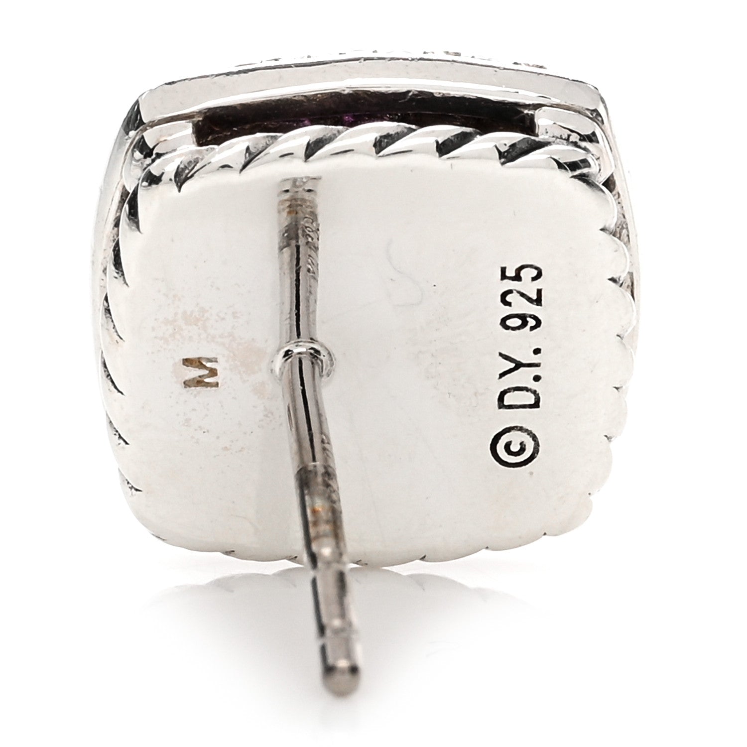 David Yurman Sterling Silver Diamond Lavender Amethyst 11mm Albion Earrings 4 of 4