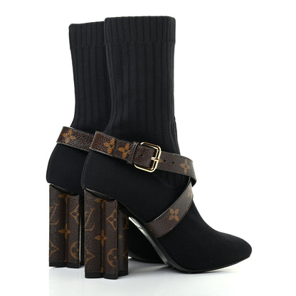 Louis Vuitton Monogram Stretch Fabric Silhouette Ankle Boots 36 Black 4 of 9