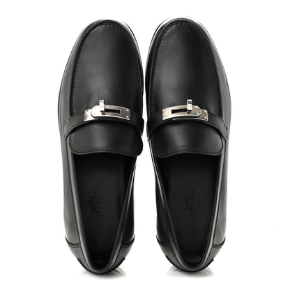 Hermes Calfskin Womens Destin Loafers 37.5 Black 2 of 10