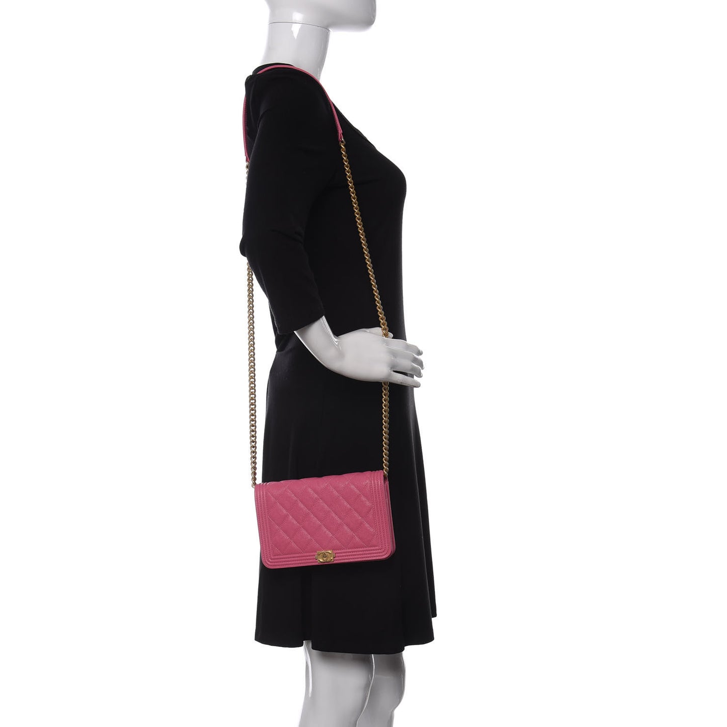 Caviar Quilted Boy Wallet On Chain WOC Pink