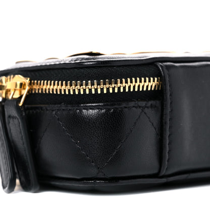 Chanel Lambskin Quilted Mini Golden Plate Clutch With Chain Black 8 of 11