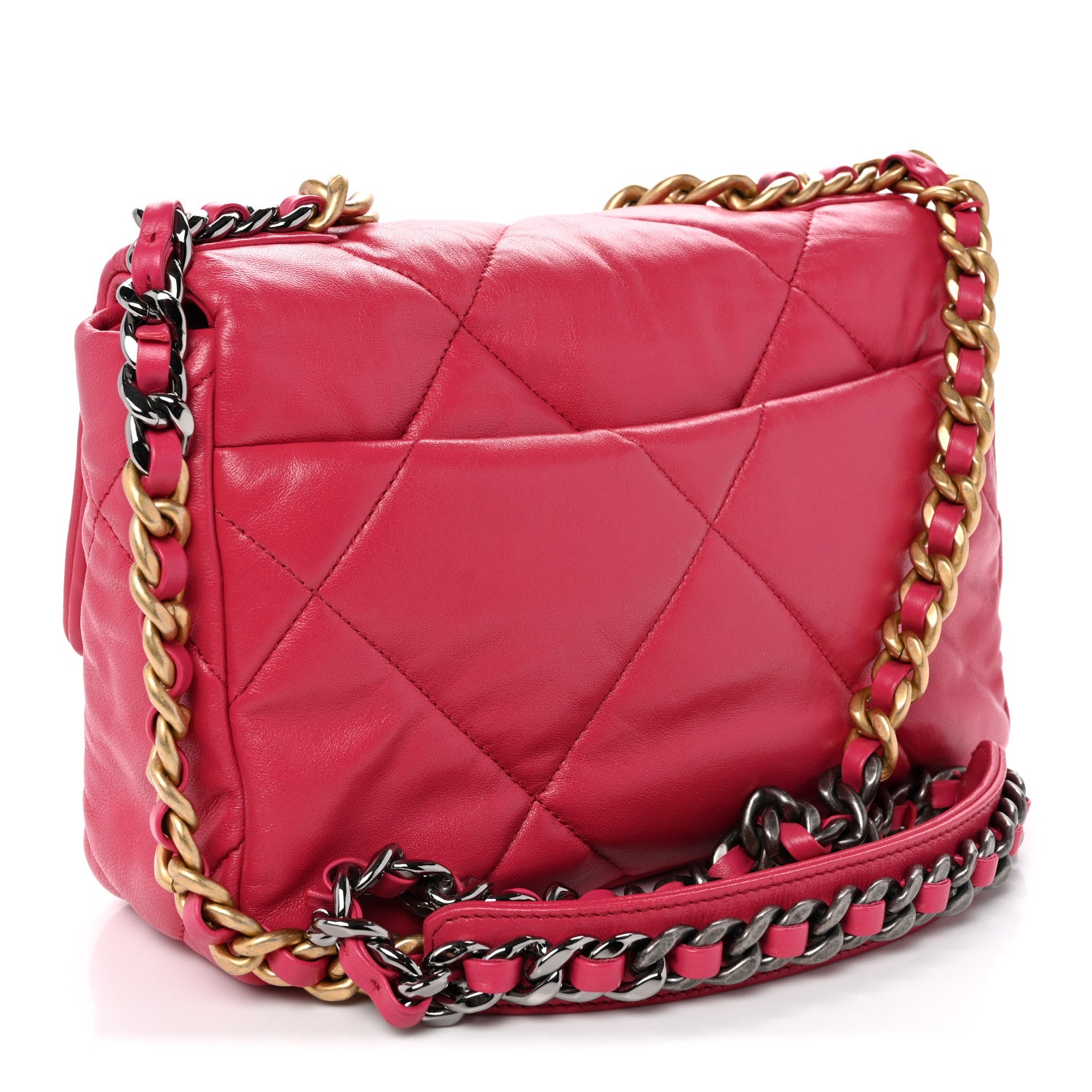 Chanel Goatskin Quilted Medium Chanel 19 Flap Pink 3 of 10