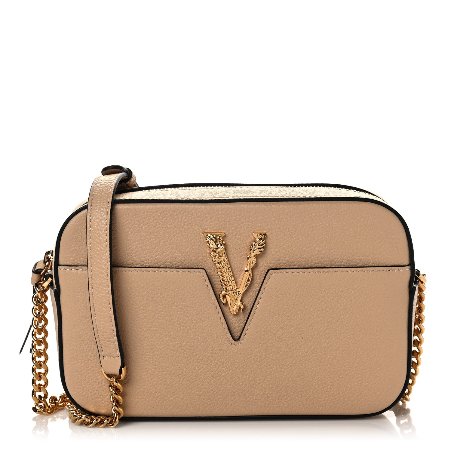 Versace Grainy Calfskin Virtus Small Camera Bag Beige 1 of 7