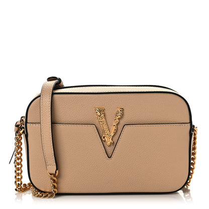 Versace Grainy Calfskin Virtus Small Camera Bag Beige 1 of 7
