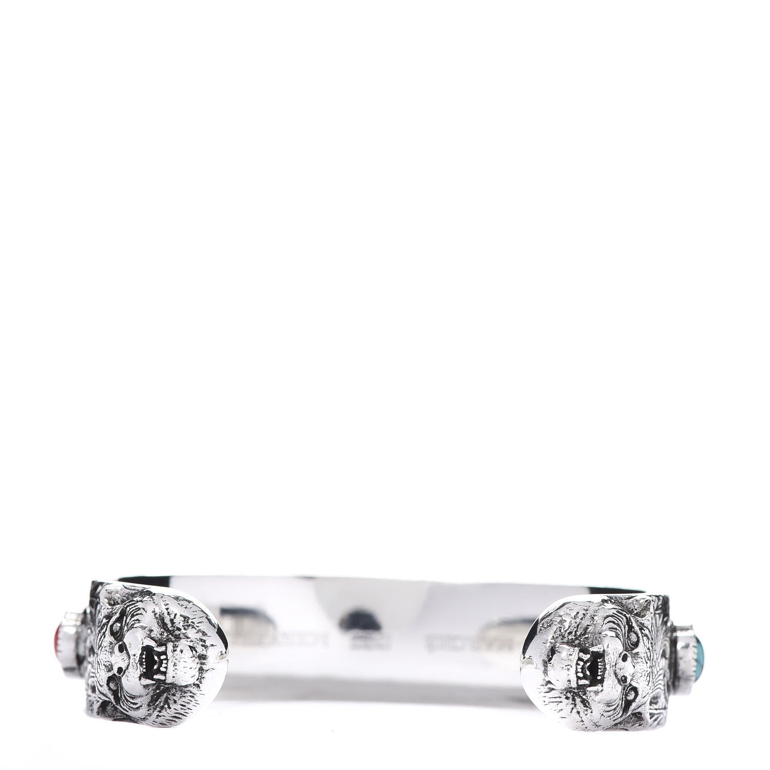 Gucci Sterling Silver Resin Le Marche Des Merveilles Tiger Cuff Bracelet Turquoise Red 3 of 5
