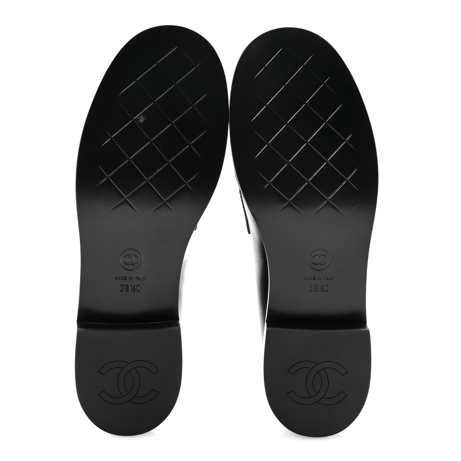 Chanel Shiny Calfskin CC Mocassin Loafers 38.5 Black 6 of 9