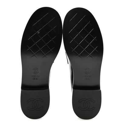 Chanel Shiny Calfskin CC Mocassin Loafers 38.5 Black 6 of 9