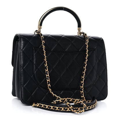 Chanel Calfskin Quilted Small Gold Top Handle Flap Black 2 of 15