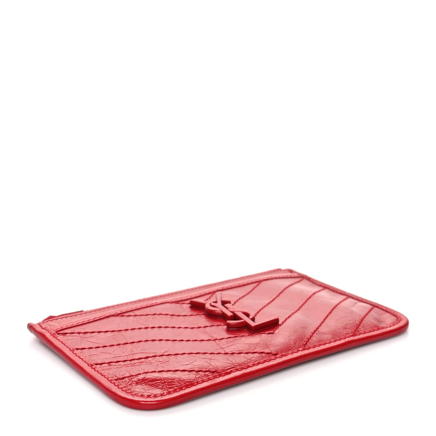 Saint Laurent Crinkled Calfskin Matelasse Niki Bill Pouch Red 4 of 11