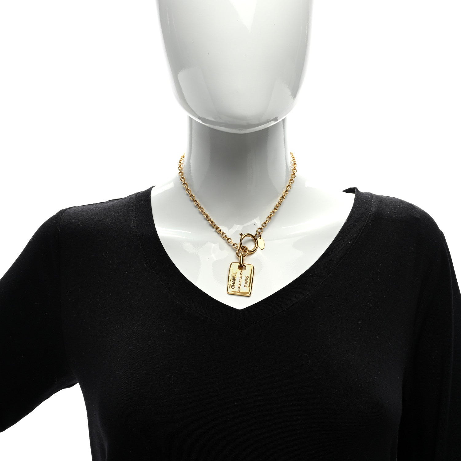 Chanel 31 Rue Cambon Tag Pendant Necklace Gold 4 of 4