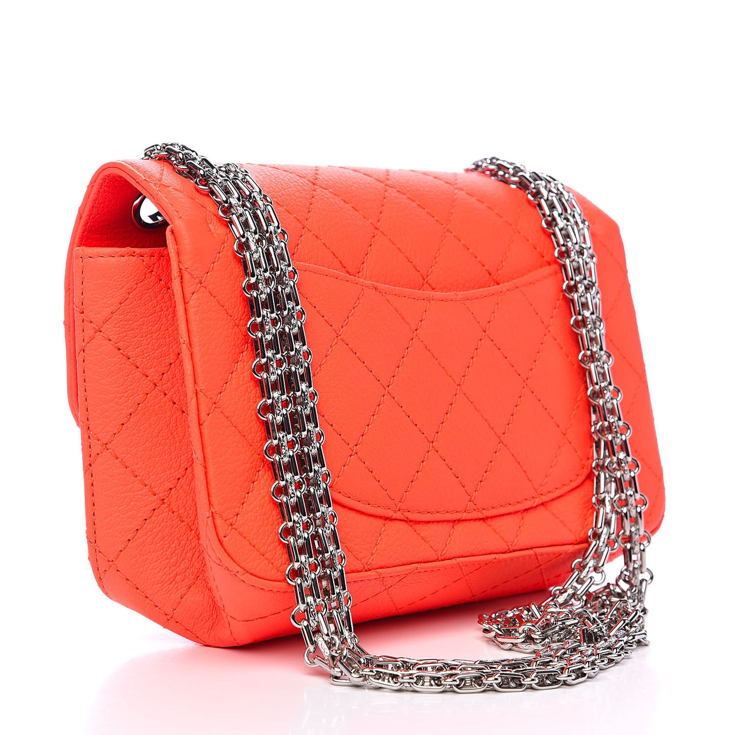 Goatskin Quilted 2.55 Reissue Mini Flap Orange