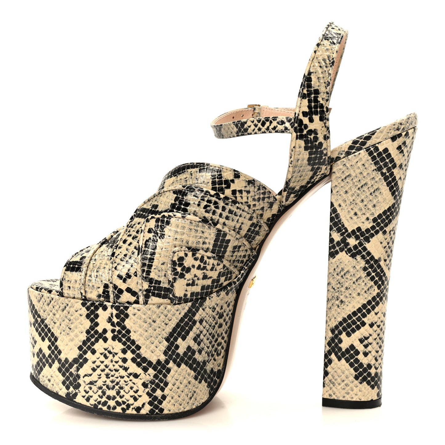 Calfskin Python Print Keyla Platform Slingback Sandals 37.5 Beige Avana