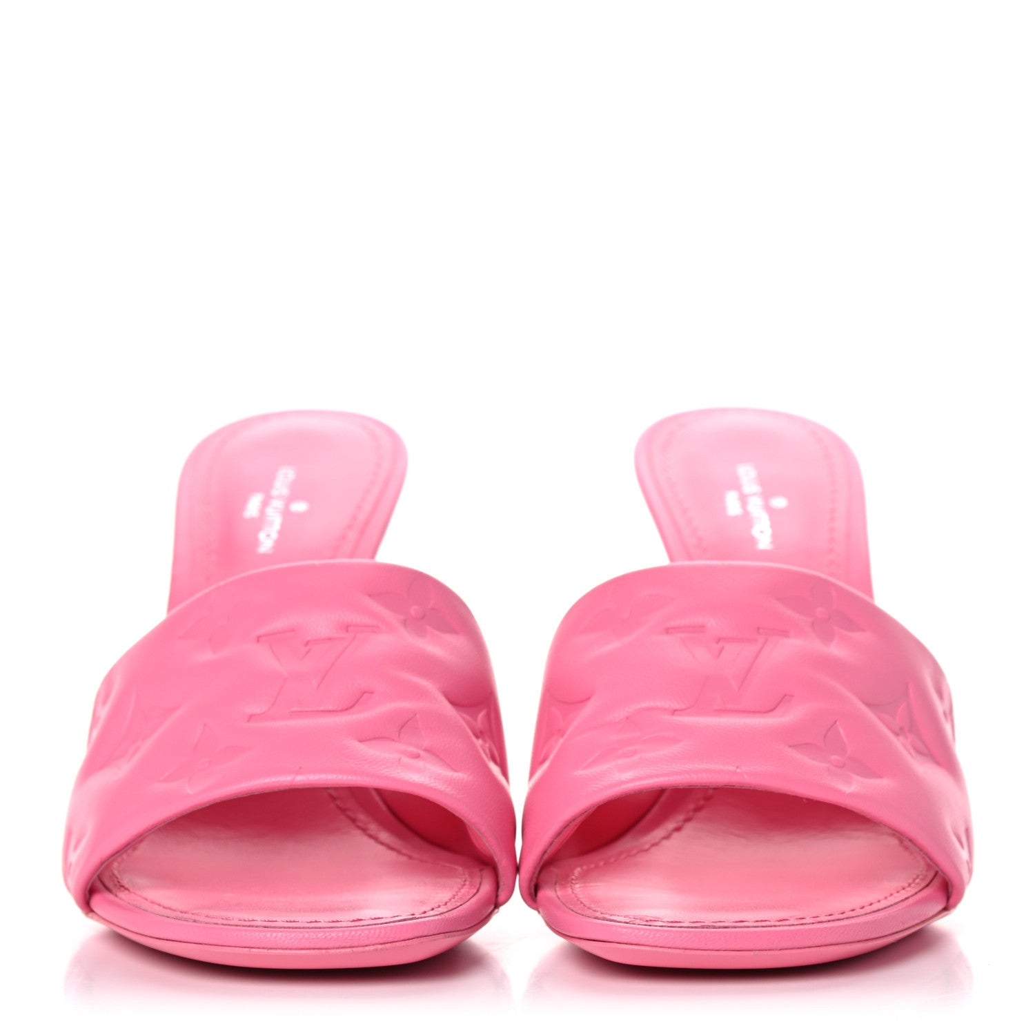 Louis Vuitton Lambskin Embossed Monogram Revival 95mm Mules 39 Rose Pop 2 of 8